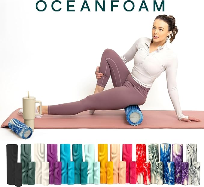 Oceanfoam Ripple Travel Foam Roller (11" x 3.35") Firm Mini Foam Roller for Physical Therapy, Deep