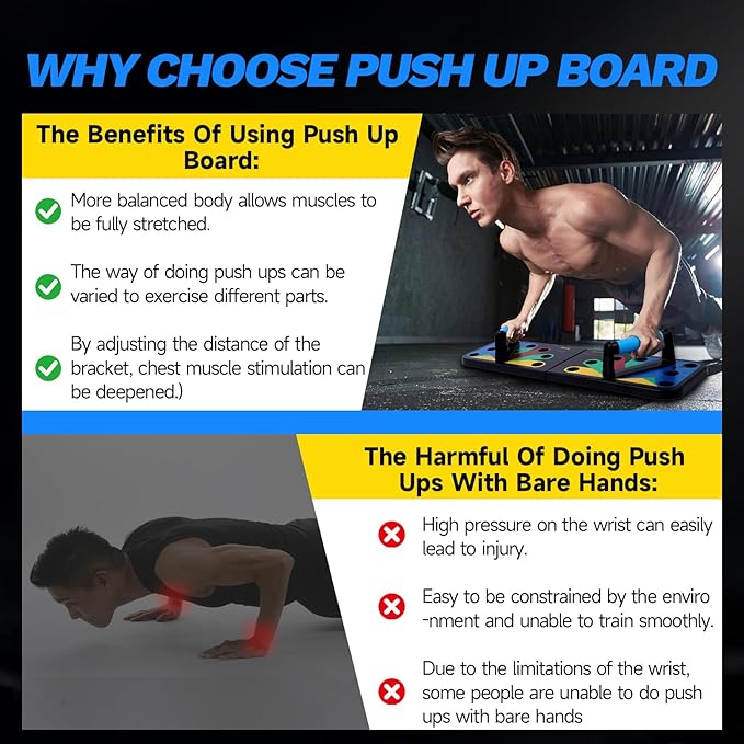 Foldable PushUp Stands Board Fitness,Workout Equipment for Home Gym, Men & Women Adjustable Pushup