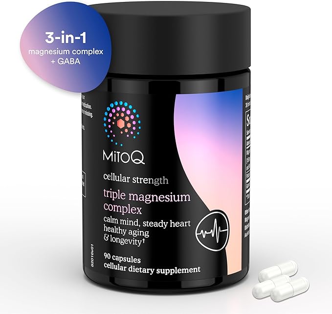 MitoQ Triple Magnesium Complex | Magnesium Glycinate, Taurinate, Oxide with GABA for Heart Health