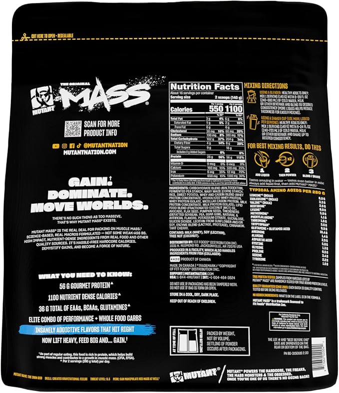 Mutant Mass | Weight Mass Gainer Protein Powder - high Calorie Protein Powder for Muscular Mass