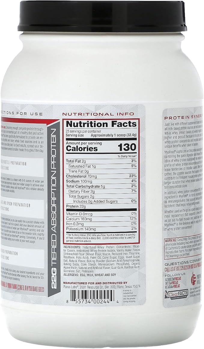 Purus Labs Myofeed Blended Protein | Ultra Filtered Whey Isolate & Concentrate | Soluble Fiber &