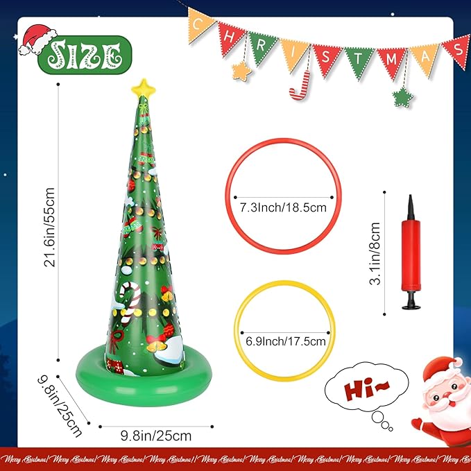 5 Pack Inflatable Christmas Tree Ring Toss Game,Christmas Party Games for