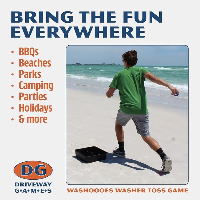 Driveway Games All Weather Washoos Washer Toss Game Set - Portable Outdoor Lawn Games for Adults