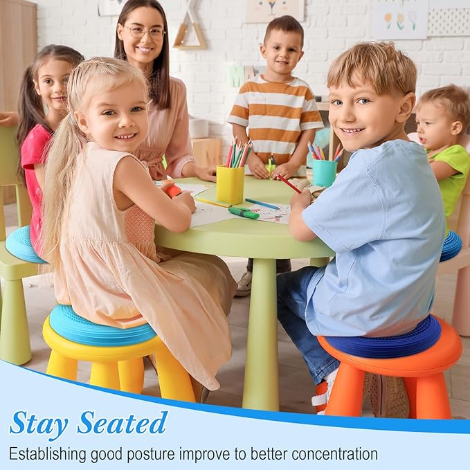 Libima 4 Pcs Wiggle Seat Inflated Wobble Cushion for Sensory Kid 13 Inches Balance Disc Flexible