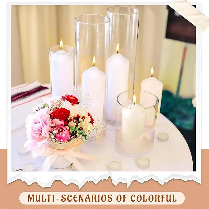 MTLEE Set of 60 White Pillar Candles Bulk 2 x 3, 2 x 5, 2 x 8 in Large Unscented Candle Tall