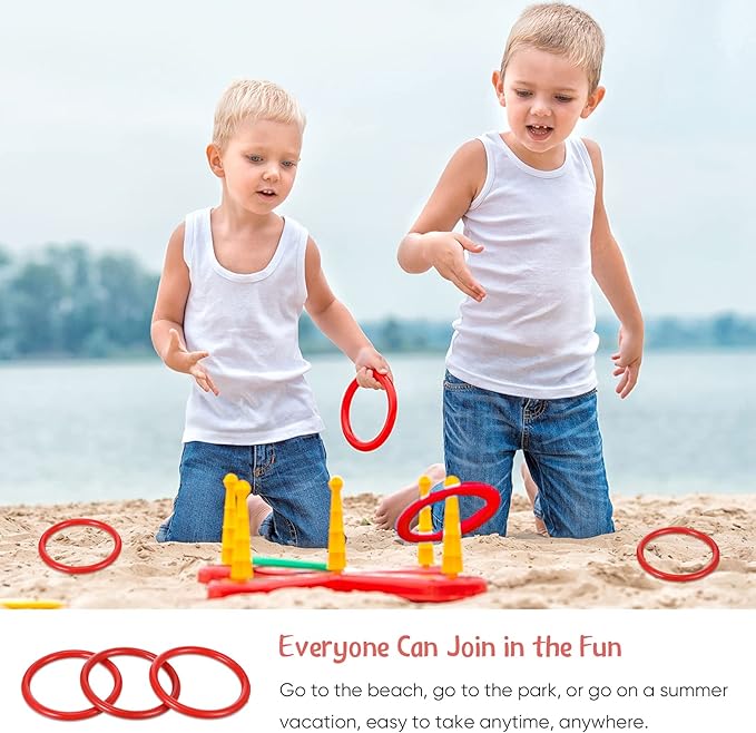 Meooeck 48 Pieces Plastic Ring Toss Rings 2.9 Inch Red Bottles Ring Toss Carnival Games for Adult