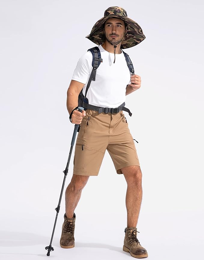 Pudolla Men's Hiking Cargo Shorts 9" Lightweight Outdoor Work Shorts for Men Travel Golf Camping