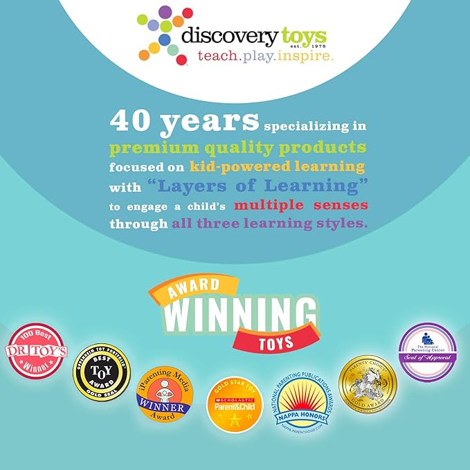 Discovery Toys Sky Spin Flying Aerial Disc Launcher | 2 Large Wings Kid-Powered Learning | STEM Toy
