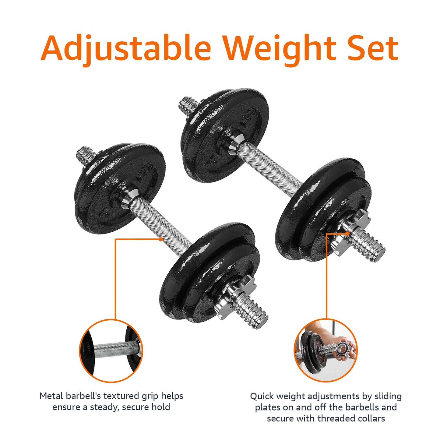 Amazon Basics Adjustable Dumbbell Hand Weight Set with Storage Case, Portable, Secure, 38 Pounds