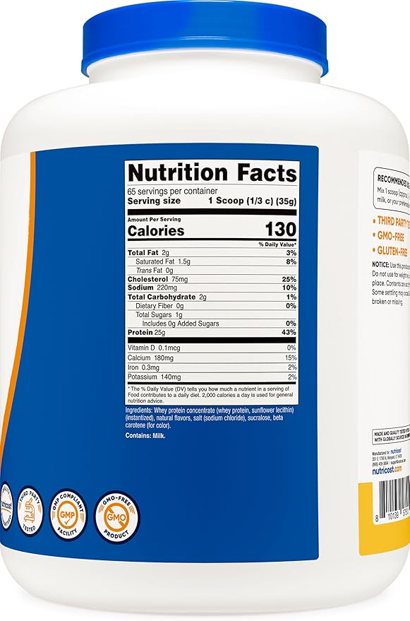Nutricost Whey Protein Powder Pineapple (5 LBS) - Gluten-Free, GMO-Free, from Whey Protein