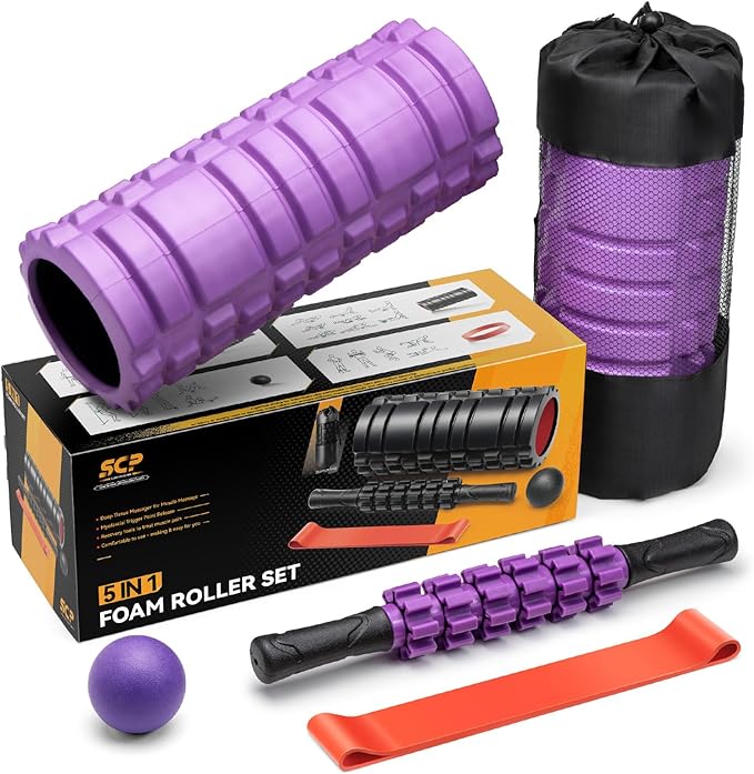 5 in 1 Foam Roller Set for Deep Tissue Muscle Massage, High Density Trigger Point Fitness Patented