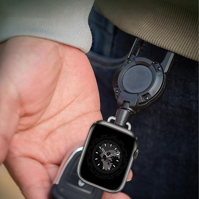 Badge Holder Retractable Clip Compatible with Apple Watch Band Series 10, Ultra 2, SE, 8 7 6 5 4 3