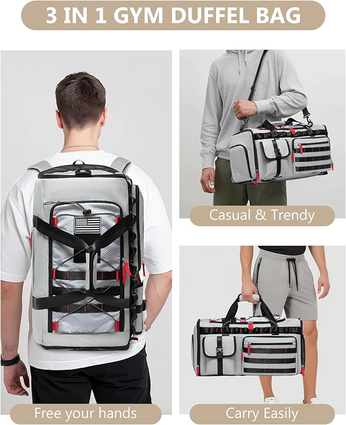 MCBD Gym Bags for Men & Women, 45L Travel Duffle Sports Backpack with Shoes & Laptop Compartment