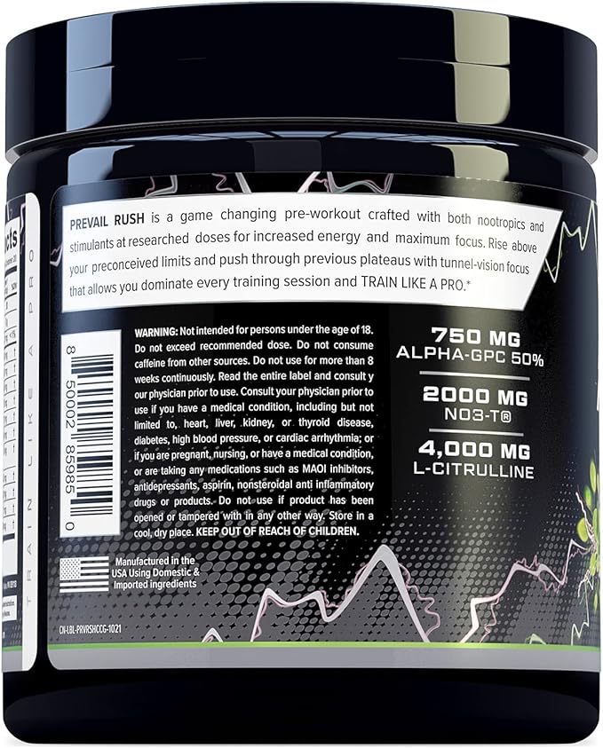 Cutler Nutrition High Stim Pre Workout Powder Prevail Rush Preworkout for Men & Women for Intense