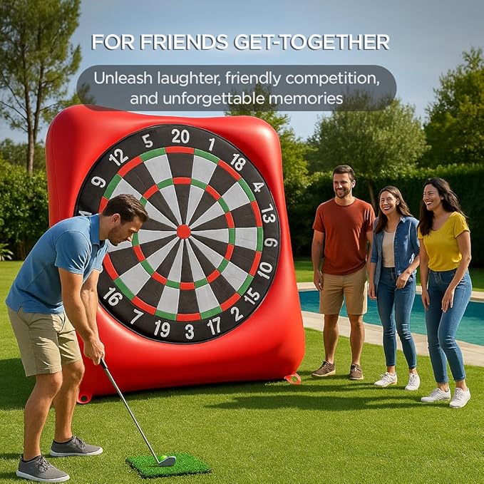 Inflatable Soccer Dart Board and Golf Darts Giant Kick Target Yard Game for Adults Kids Outdoor