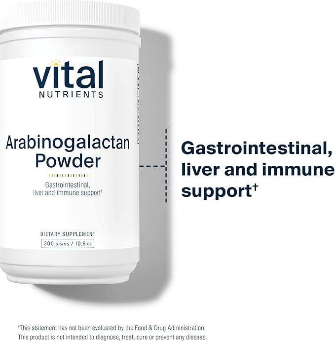 Vital Nutrients Arabinogalactan Powder | Vegan Prebiotic Fiber Supplement for GI Health, Liver, and
