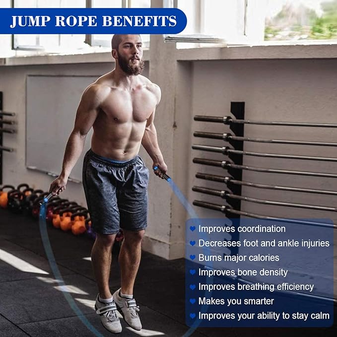 Redify Weighted Jump Rope for Workout Fitness(1LB), Tangle-Free Ball Bearing Rapid Speed Skipping