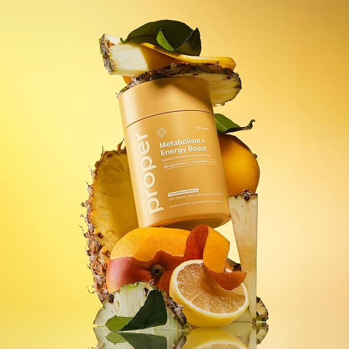Proper, The Yellows Metabolism and Energy Boost, Sugar Free Energy Drink Powder with 100mg