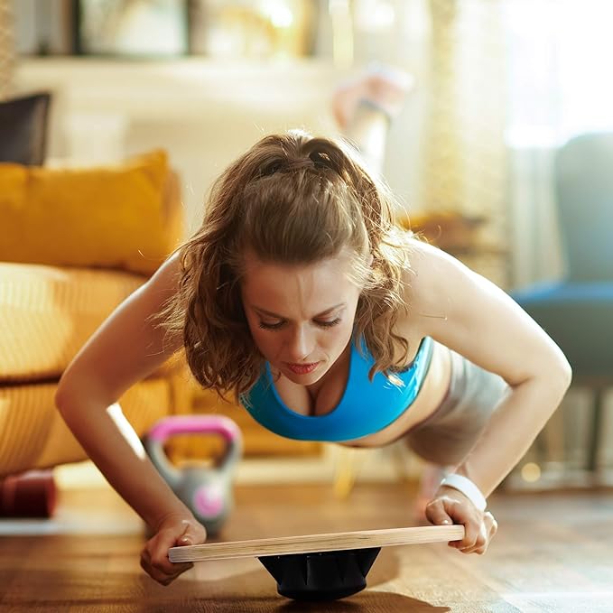Yes4All Versatile Wooden Wobble Balance Board, Balance Trainer for Mobility Training, Standing