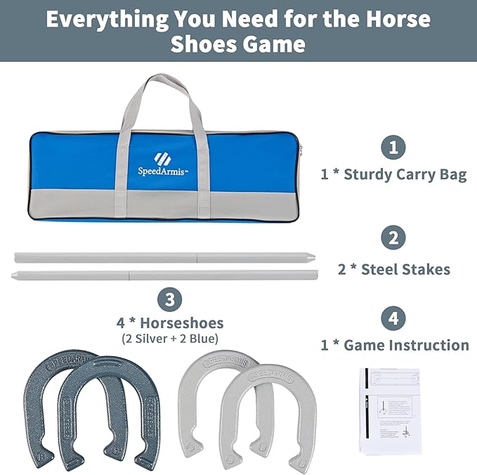 Horseshoes Outside Game Set - Universal Size Lawn Horseshoes Outdoor Games for Parties Beach