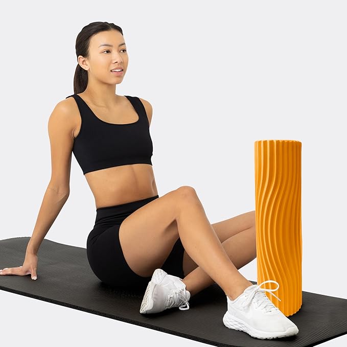 Oceanfoam Tidal Roller - Gold - Muscle Massage Foam Roller for Back Pain & Stretching - Firm and
