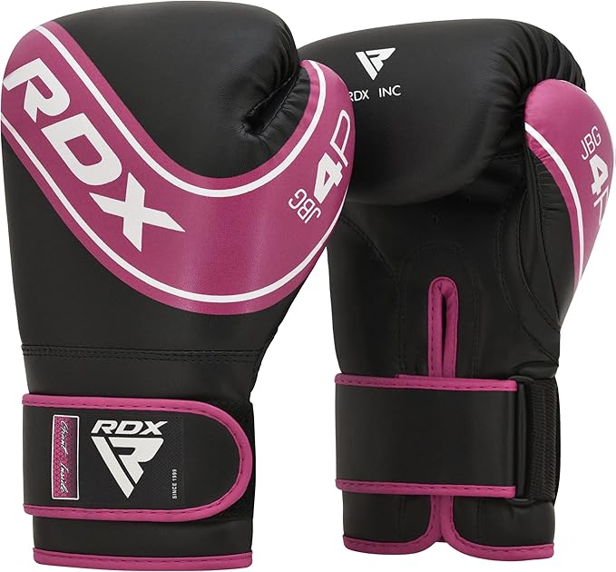 RDX Kids Boxing Gloves, 6oz 4oz Junior Training Mitts, Maya Hide Leather Ventilated Palm, Muay Thai