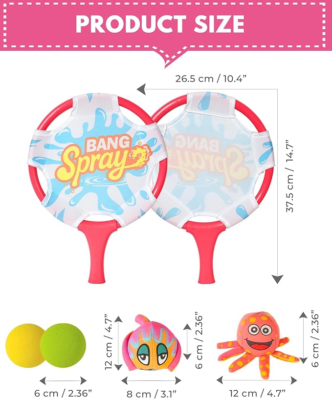 Water Paddle Toss Game with Floating Octopus Ball, Fun Indoor & Outdoor Play Set for Kids, Family
