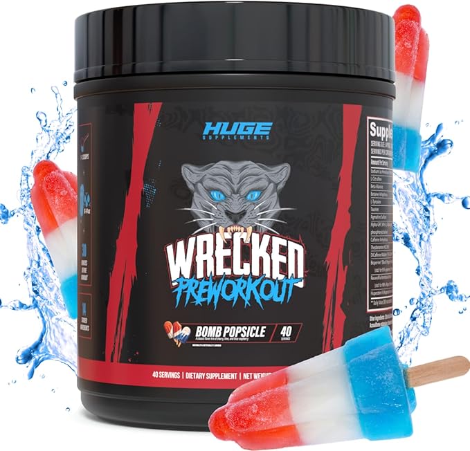 Wrecked Pre Workout Powder, Advanced Formula, Boosts Energy, Focus, Pumps & Performance, 10g