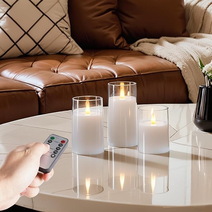 Homemory Realistic Flickering Battery Operated Candles, LED Fake Electric Candle with Remote