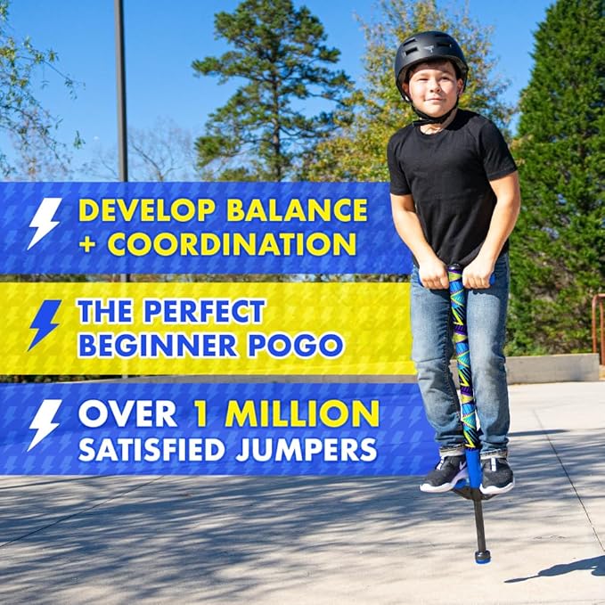 Flybar Jolt Pogo Stick for Kids Ages 6 and Up, 40 to 80 Pounds, Perfect for Beginners, Easy Grip