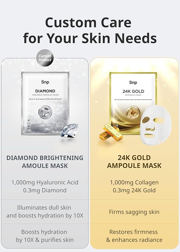 SNP 100% Diamond + 1000mg Hyaluronic Acid Sheet Mask | Tightening, Hydrating, and Nourishing with