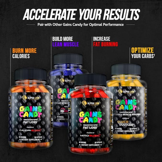 ALPHA LION Gains Candy, Supplement Pills for Muscle Pump & Blood Flow, Nitric Oxide Booster