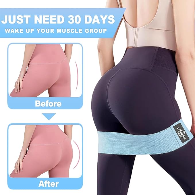 Fabric Resistance Bands for Working Out, 6Pack Non-Slip Exercise Bands for Women and Men, Fabric