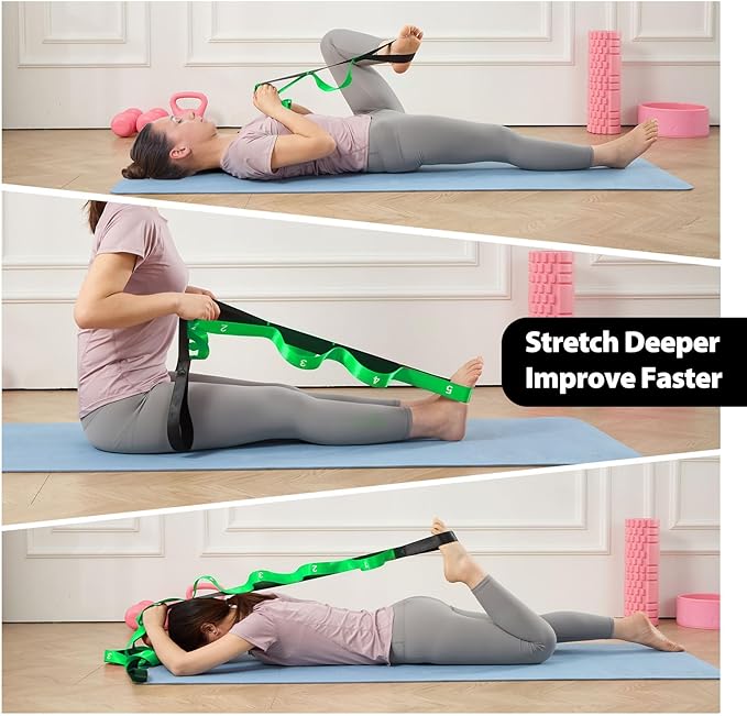 Stretching Strap with 10 Loops-Yoga Strap for Physical Therapy,Home Workout,Pilate & Flexibility