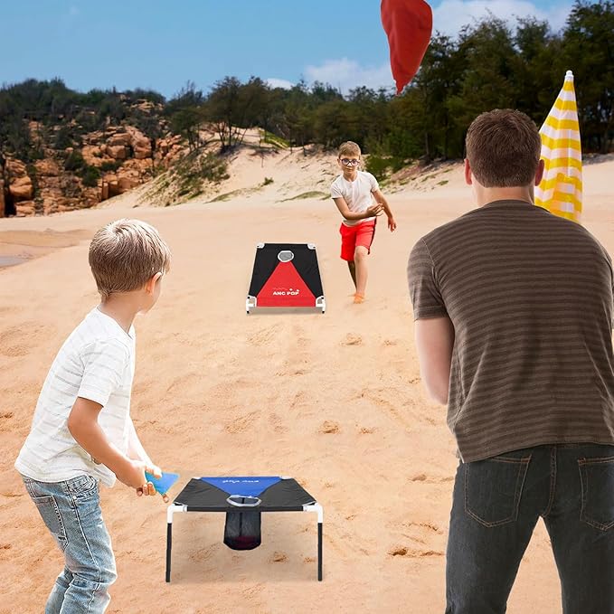 Portable Cornhole Game Set PVC Framed Corn Holes Outdoor Game Set 3 x 2 feet with 8 Bean Bags and