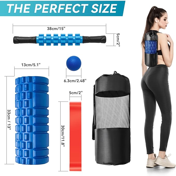 5 in 1 Foam Roller Set for Deep Tissue Muscle Massage, High Density Trigger Point Fitness Patented