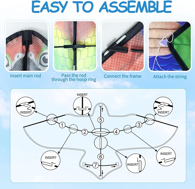 YongnKids Kite for Kids Age 4-8 8-12, Large Kites for Boys Adults Easy to Fly & Assemble, with
