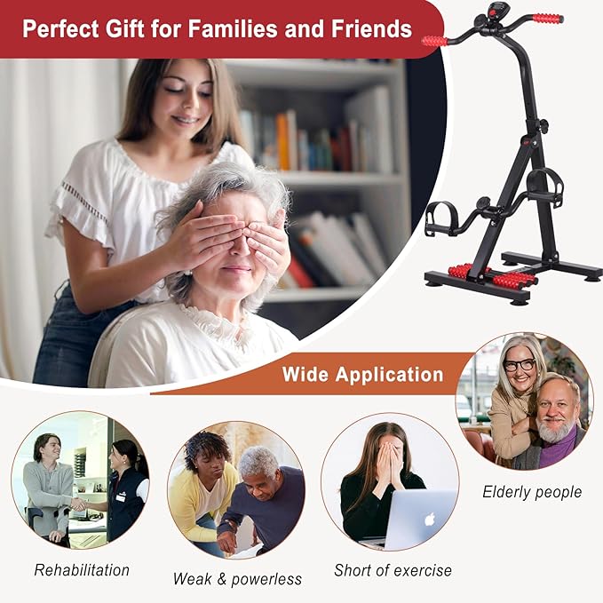 Pedal Exerciser Bike for Seniors, Hand Arm Leg and Knee Peddler Exercise Equipment, Elderly