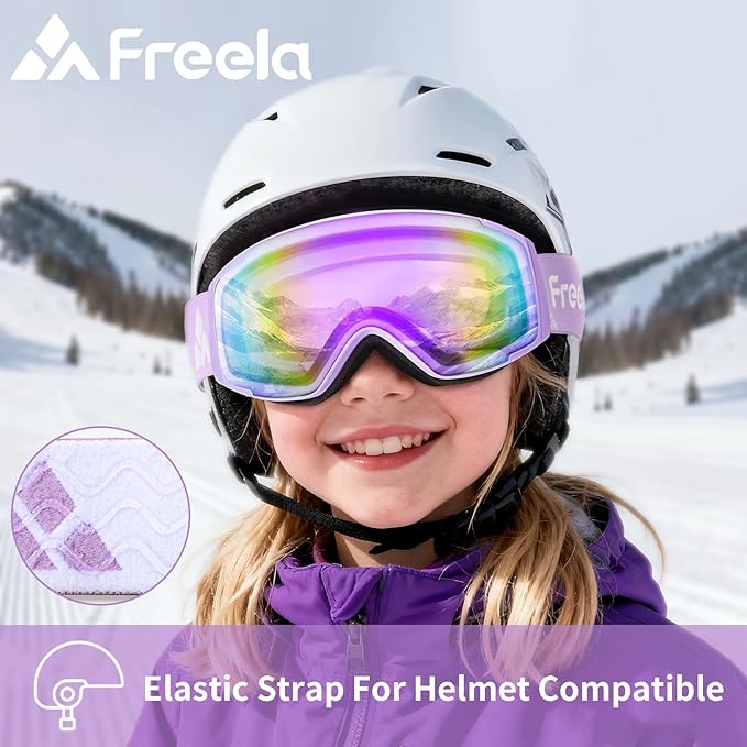 Freela Kids Ski Snowboard Goggles for Toddler(3-14) Youth Anti Fog Anti UV Goggles Girls Boys Snow