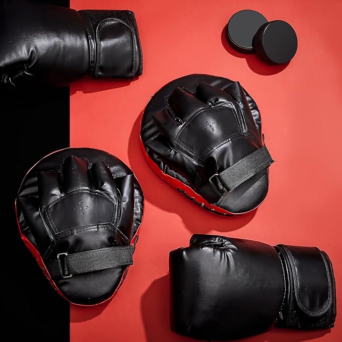 4-in-1 2 Pairs 8 oz Boxing Gloves and 4 Pcs Punching Mitts Set for Kids Men Women, Boxing Gloves
