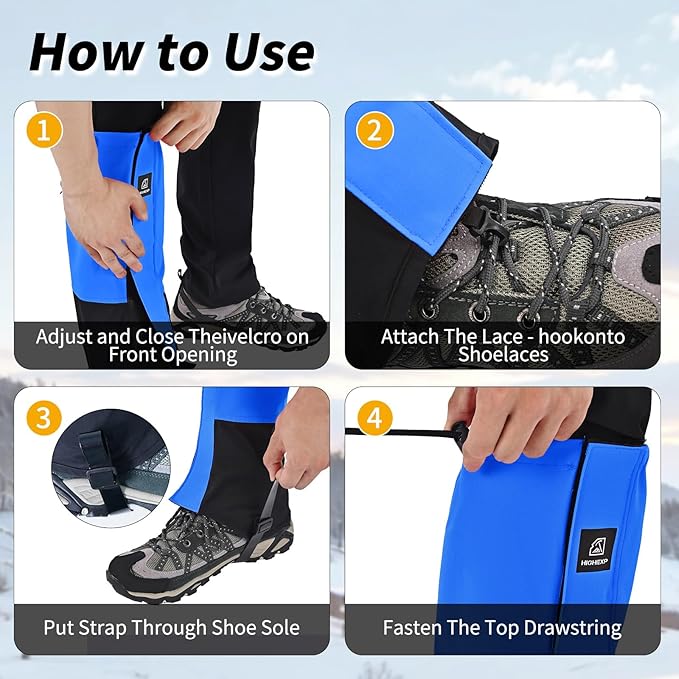 Leg Gaiters 100% Waterproof Adjustable Shoe Snow Boot Guard Gators for Hiking Shoe Cover Hunting
