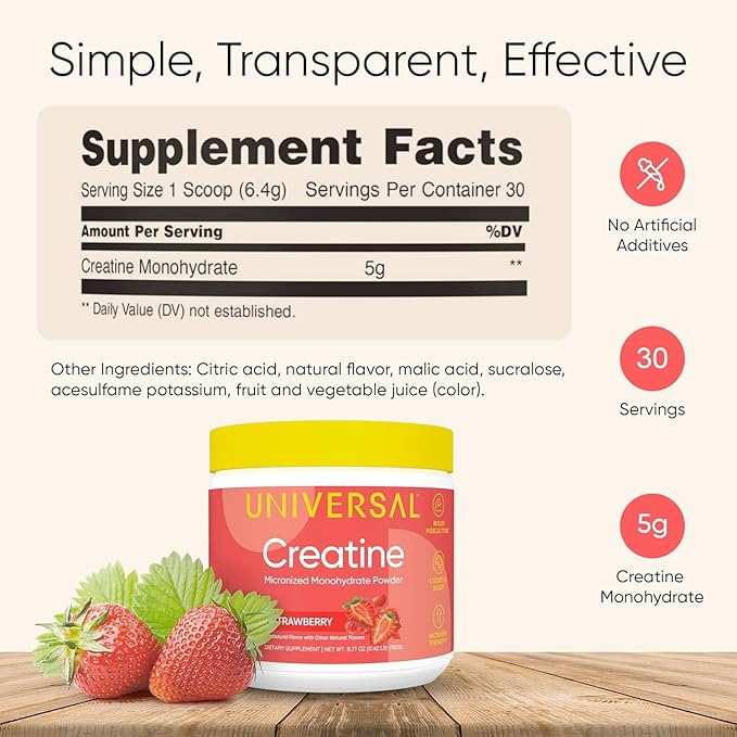 Universal U Creatine Monohydrate for Women - Flavored Creatine Powder, Female Strength, Energy