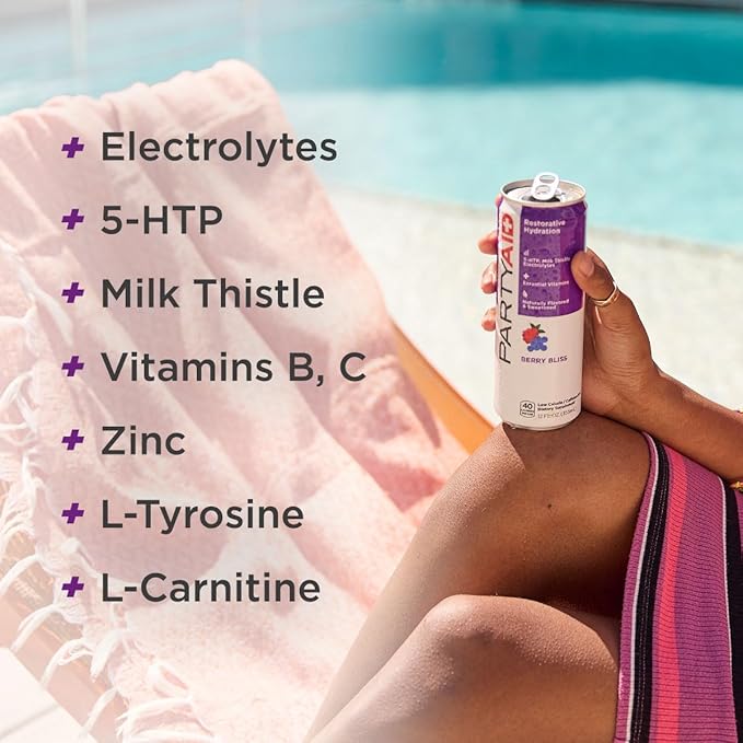 PARTYAID Rehab Blend, Feel Good Tonight and Tomorrow, Contains 5-HTP, B-Complex, Milk Thistle
