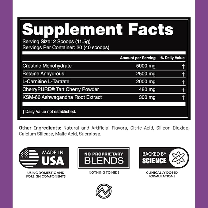 Outwork Nutrition Post Workout Recovery Powder - Creatine Monohydrate, KSM-66 Ashwagandha & Tart