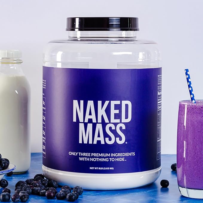 NAKED Mass - Natural Weight Gainer Protein Powder - 12LB Bulk, GMO Free, Gluten Free & Soy Free. No