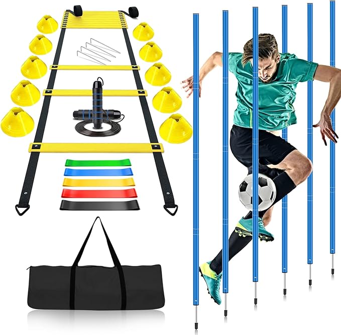 Soccer Agility Training Poles Equipment |Adjustable Soccer Equipment for Training Includes 6