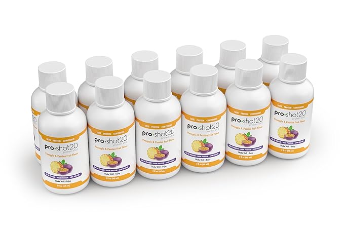 Pro-Shot20 Protein Shot Pineapple & Passion Fruit Flavor, 60 mL, 12-Pack- 20g Whey Protein &
