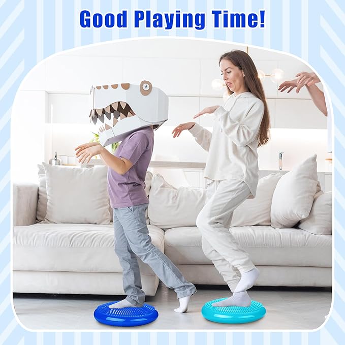 2 Pcs Wiggle Seat Inflated Wobble Cushion Flexible Balance Disc with Air Pump for Core Stability