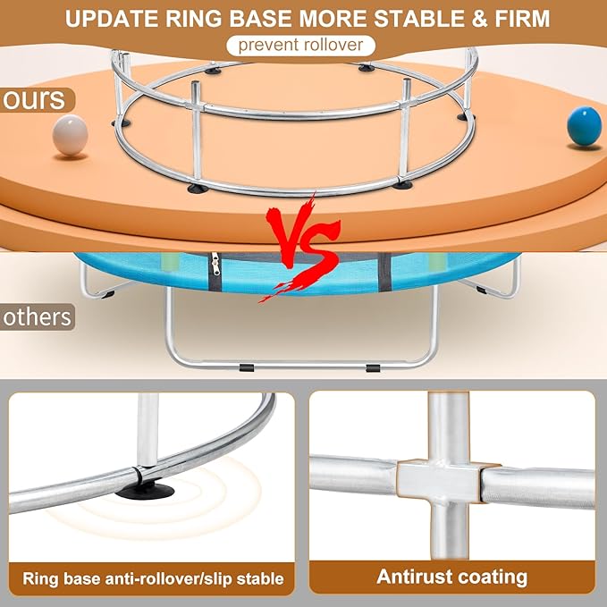 Trampoline for Kids with Anti-Rollover Round Bottom and Swing,55" Toddler Mini Trampoline for Kids