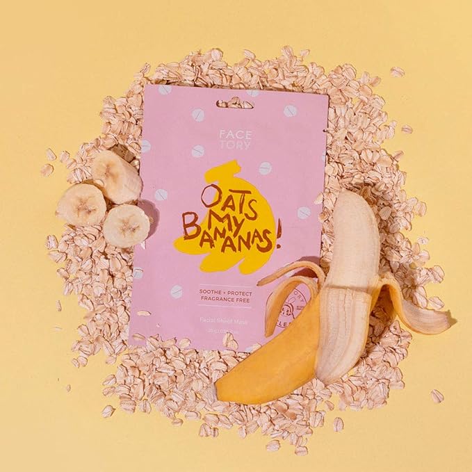 FACETORY K Beauty Face Mask Skin Care - OATS MY BANANAS CALMING Sheet Mask with Oat Extract | Milky